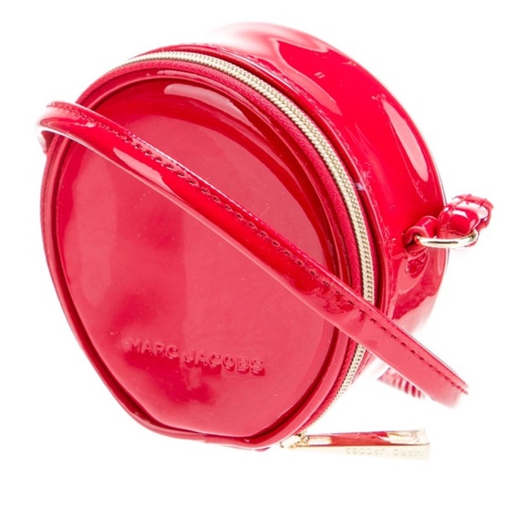 ♥️ Marc Jacobs Mini Crossbody Round Circle Canteen Bag 4" Red Patent Leather - Picture 6 of 12